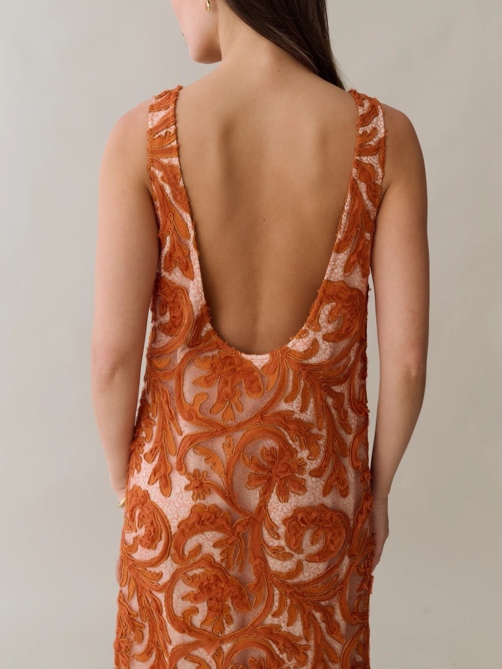 O.P.T. Sleeveless Embroidered Maxi Dress in Orange - Picture 5 of 8